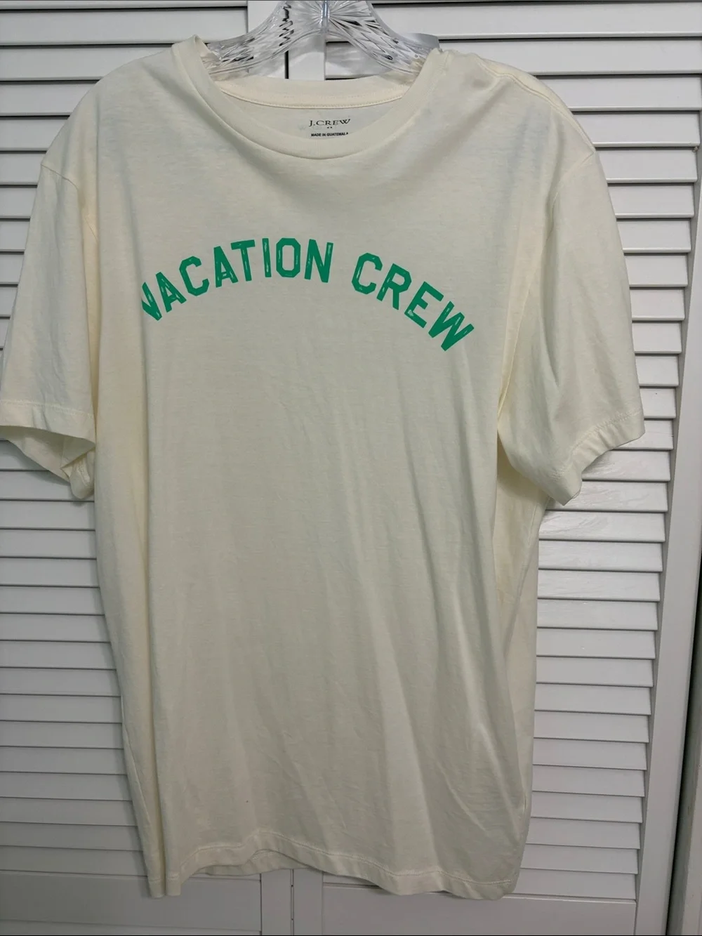 J. Crew Cream Short-Sleeve 'Vacation Crew' Graphic Tee with Green Print